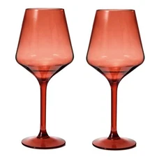 Acrylic Colored Wine Glasses | 2 Set | Shatterproof Tritan Drinkware Unbreaka...