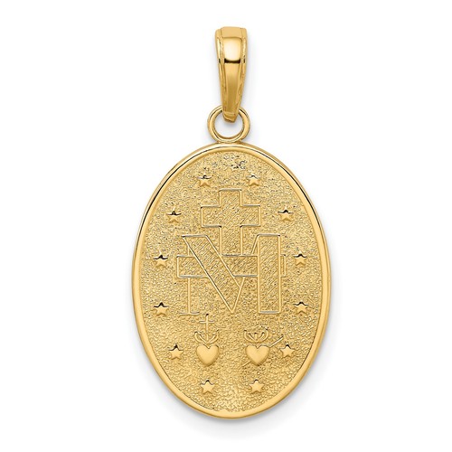 14k Yellow Gold Mary Mother of God Miraculous Medal Solid Oval Pendant - 第 3/7 張圖片