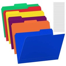 36 Pack Plastic File Folders Colored with Sticky Labels Heavy Duty Letter Siz...