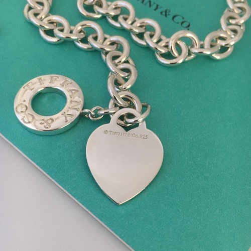 Collana Tiffany & Co Cuore Tag Toggle Autentica in Argento Serling Cuore Vuoto - Foto 2 di 9