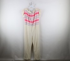 Vtg 70s 80s Streetwear Womens L Terry Cloth Striped Dolman Sleeve Romper Suit