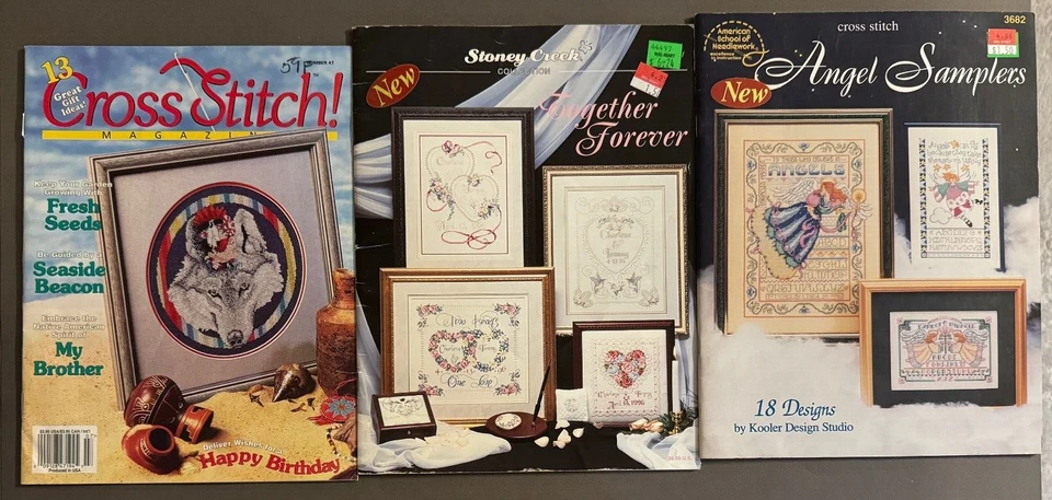 LOT OF 9 VINTAGE CROSS-STITCH PATTERN BOOKLET MAGAZINES CHRISTMAS ANGEL TEDDIES - Image 2 of 4