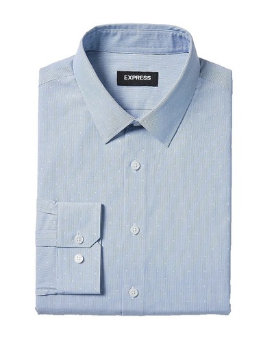 Calibrate Non-Iron Slim Fit Check Button Up Dress Shirt Mens 16 32/33 Blue  White | eBay