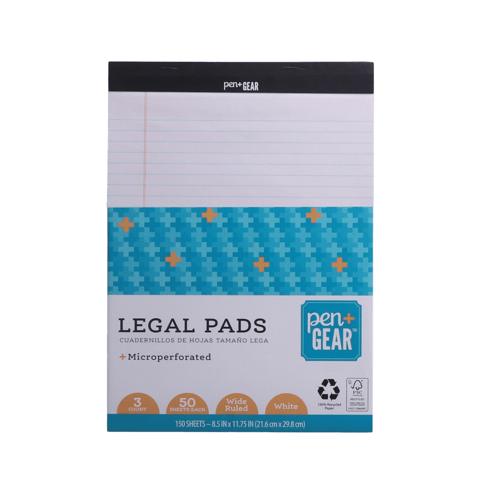 Pen + Gear Perforated Legal Pad, 8.5" x 11" White Color Paper 50 Sheets