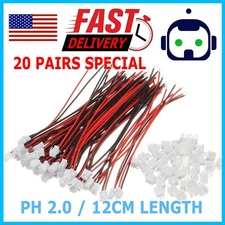 20 Set Mini Micro JST 2.0 PH 2 Pin Connector Plug Wires Cables 26AWG