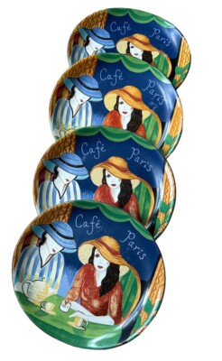 (16)Set Of Sango Cafe Paris 4914 (4)dinner (4) Salad (4) Saucer Plates 4 Cups.