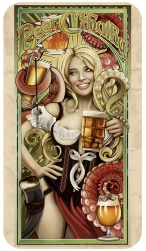 Hayleybug Beer Sexy Cthulhu Colorized 1 oz Silver Bar by Echo Chernik