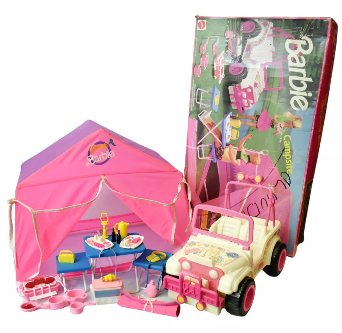 Vintage Barbie Campsite 1992 Camp Barbie Camping Outdoor Tent Jeep