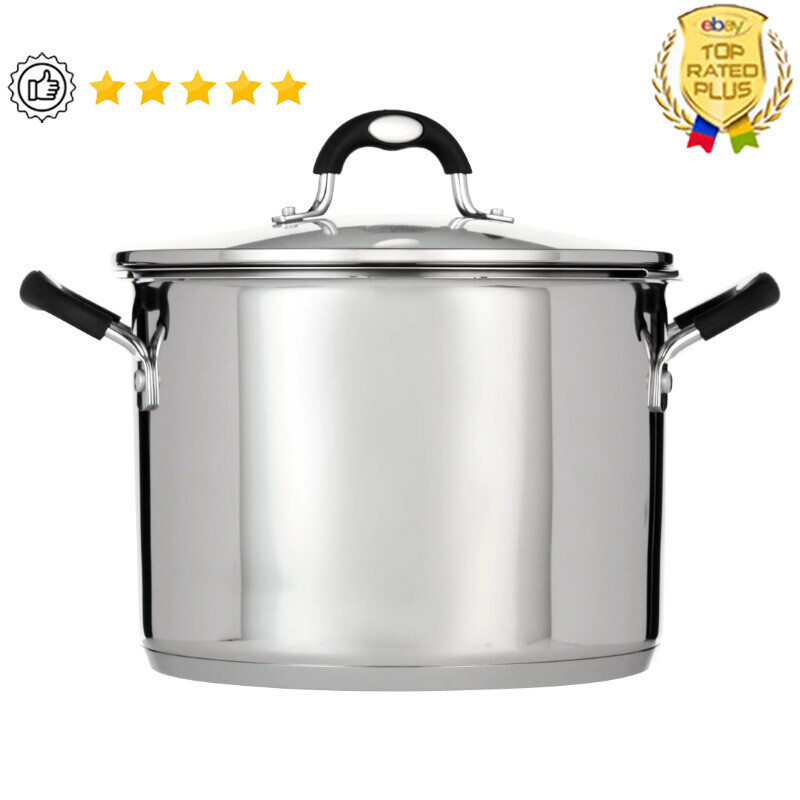 Stainless Steel 8Qt Stock Pot with Locking Drain Induction Oven Safe Cooking Tool