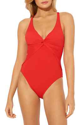 Women's Bleu Rod Beattie Twist and Shout Plunge X Back Swimsuit Size 14
