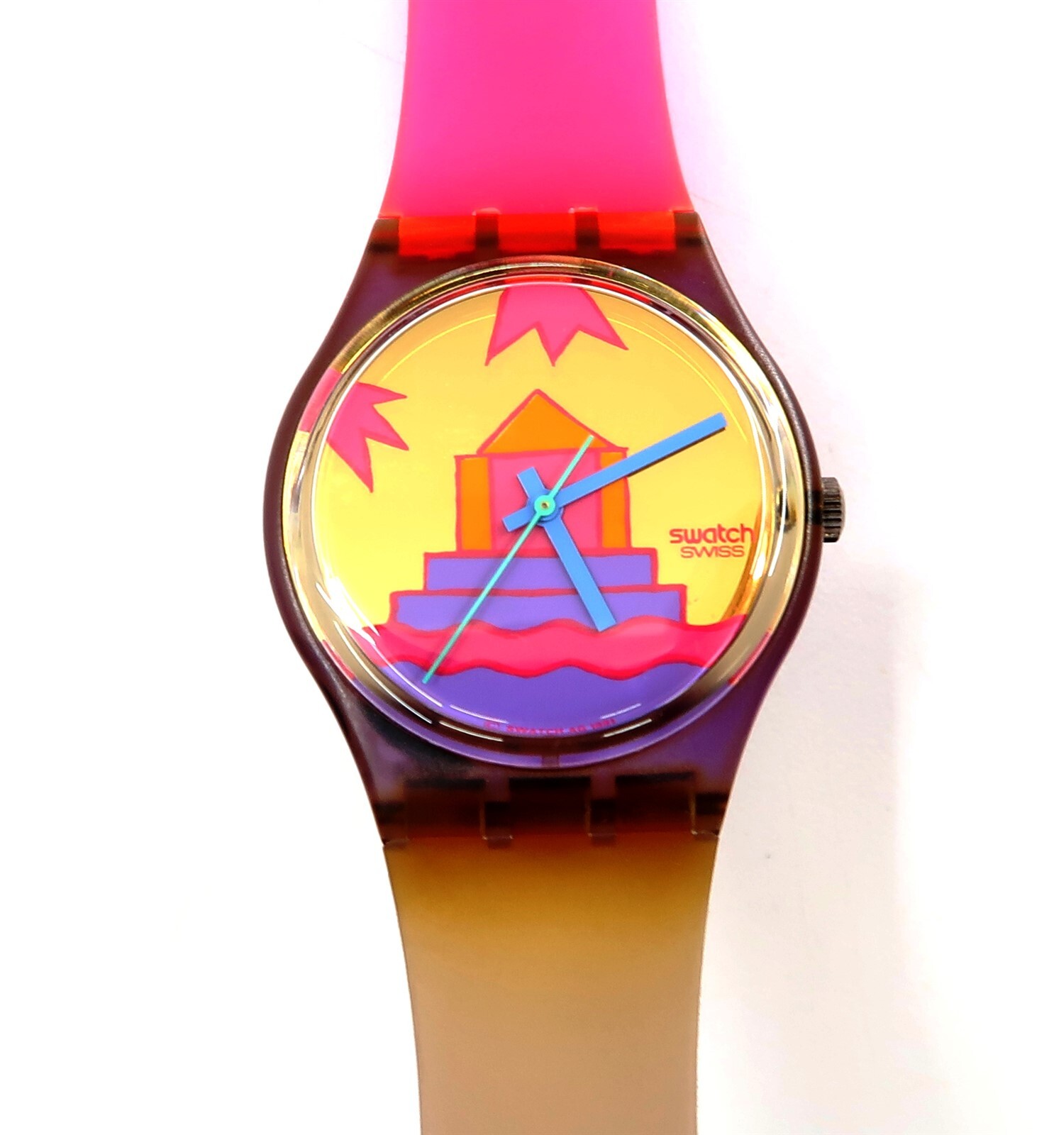 Vintage 1991 Swatch Pink Avis GV105 Men's Watch with Case & New Battery NOS