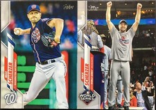 2020 Topps Series 1 Max Scherzer #180 Base & World Series Highlight #258