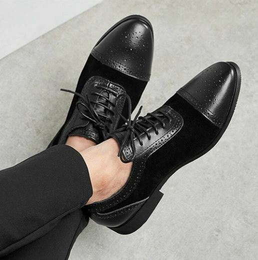 Handmade Men Black Leather Stylish Brogue Lace Up Dress Shoes, Office Shoes main image 0