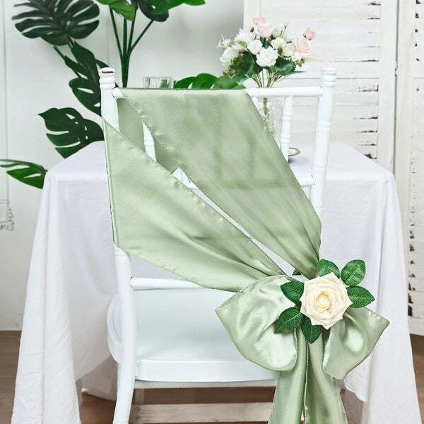 10 Sage Green Satin CHAIR SASHES Ties Bows Wedding Ceremony Reception