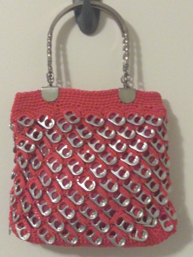 Cartera bolsa de macramé con pestañas de soda de aluminio - rosa - plateado - | eBay