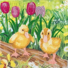 Spring Chicks Crystal Art Card Kit Craft Buddy New