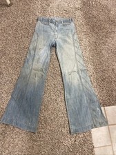 Vintage 70s Distressed Jeans 29x32 Bellbottom Hippie Boho Denim Wear Thin