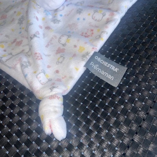 CA7 DOUDOU PLAT CARRÉ ORCHESTRA OURS BLANC ROSE COURONNE PRINCESSE 25/25CM - Picture 3 of 4