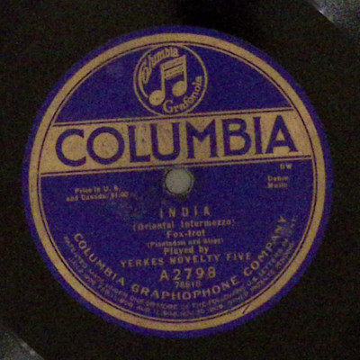 TED LEWIS JAZZ BAND-BLUES/YERKES NOVELTY FIVE-INDIA COLUMBIA 78 RPM 176-78