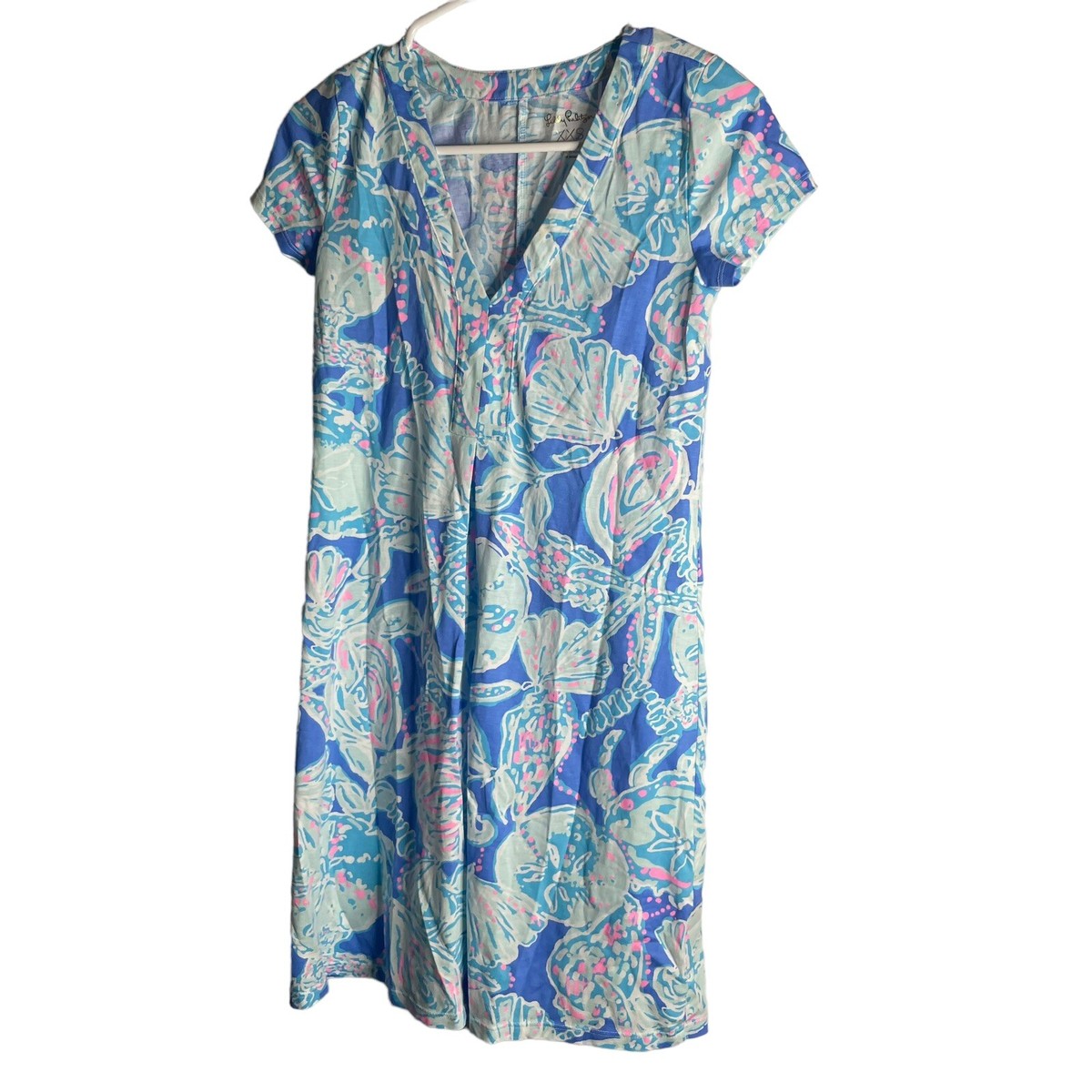 Lilly Pulitzer Amina Cap Sleeve Dress Women XXS Blue Haven Pop Up