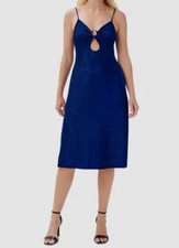 220 Aidan by Aidan Mattox Women's Blue Metallic Keyhole Cutout Dress Size US6