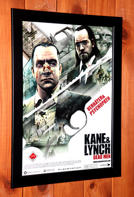 Kane & Lynch Dead Men Xbox 360 PS3 Old Promo small Poster / Ad Page Framed