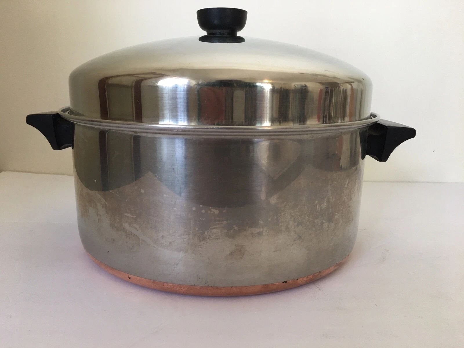 Vintage 1801 Revere Ware 6 Qt. Copper Bottom Stock Pot Pan w Lid 6 Qt.