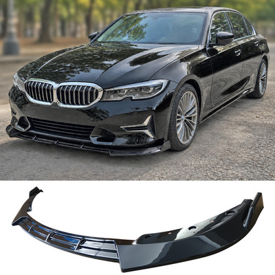 For BMW 3 Series G20 320i/e 330i Base 19-22 V Style Gloss Black Front Bumper Lip