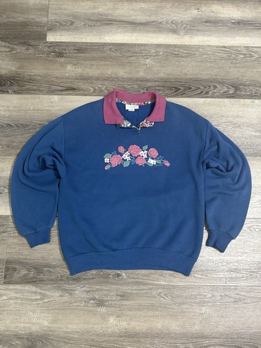 Vintage Brindan Design Floral Collared Flower Sweater Made In USA - Men ...