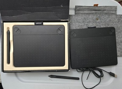 Lot of Two Wacom Intuos Small Tablets CTH-490, Includes Case, Cord, and Two Pens