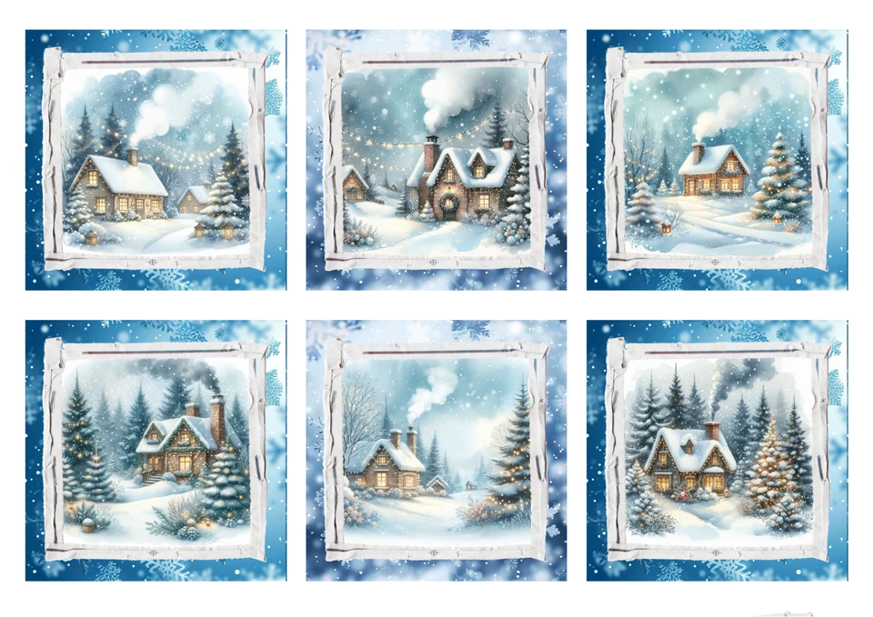 CREATED BY MRS WINDSOR Christmas Card Toppers Card Making Journalling Paper Craft Scrapbook Set Of 6