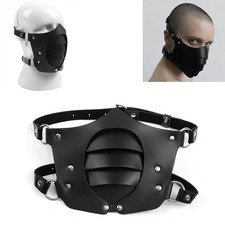 Adjustable PU Leather Cosplay Punk Steampunk Full Face Halloween Mask Party Prop