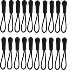 20PCS Replacement Zipper Pulls Zip Cord Puller Slider for Bags Tent Clothes (Bla