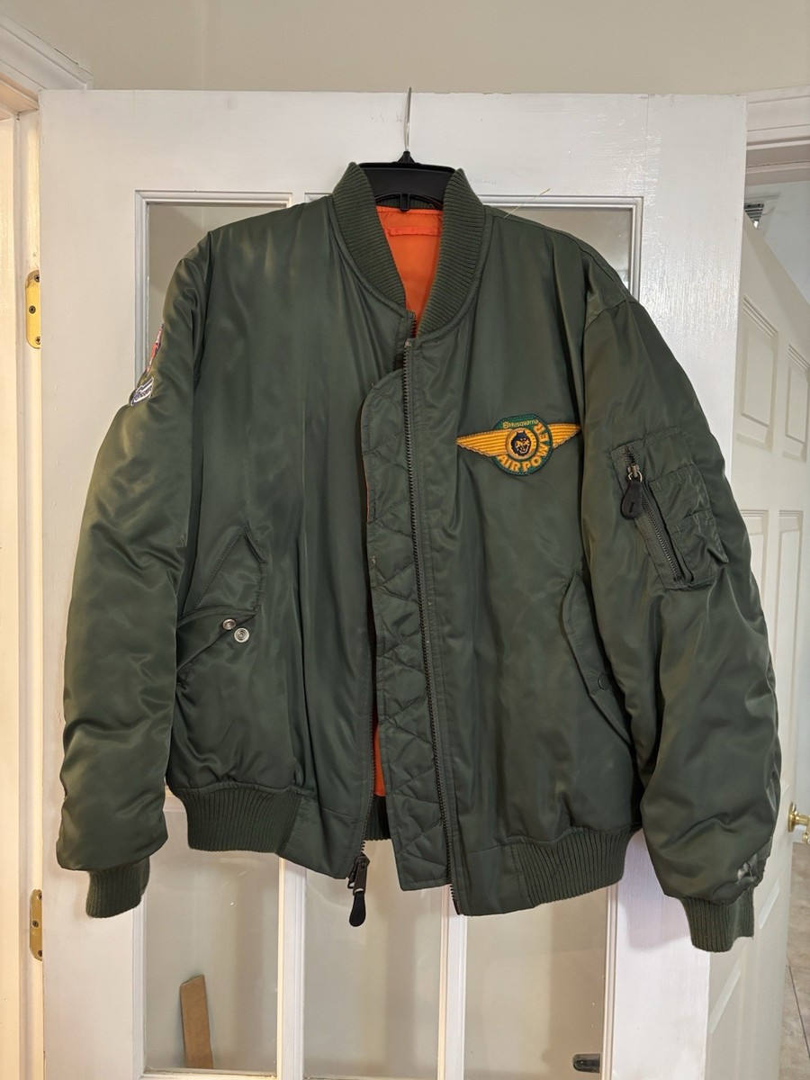 90s MA-1 VINTAGE MA1 カスタム lemontea VINTAGE USAF Jacket Men Large MA 1 Bomber Flight Flyer Husqvarna
