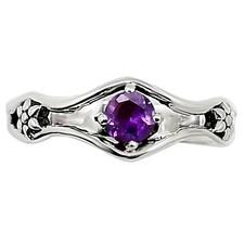 Natural Amethyst - Brazil 925 Sterling Silver Ring s.8 Jewelry R-1720
