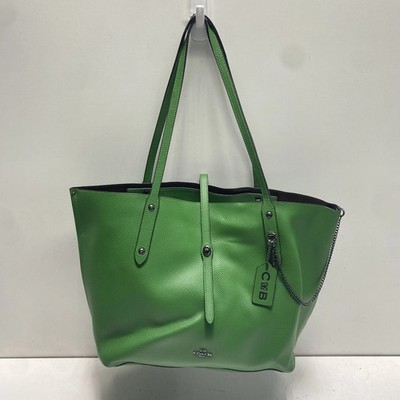 Coach Market Pebbled Leather Tote in Kelly Green w/ Rebel Charm & Gunmetal HDWR