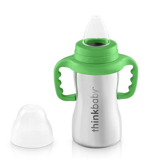 ThinkBaby -Sippy of steel 9oz - Green, Soft spout trainer.
