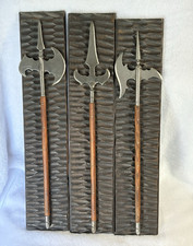 Mid-Century Toledo Spain Medieval Halberd Wall Plaques - Set of 3 Brutalist Wood