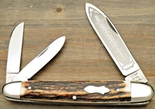 MILLER BROS USA - 1990’s Era Solingen - Jumbo Anglo Saxon Whittler Knife Stag