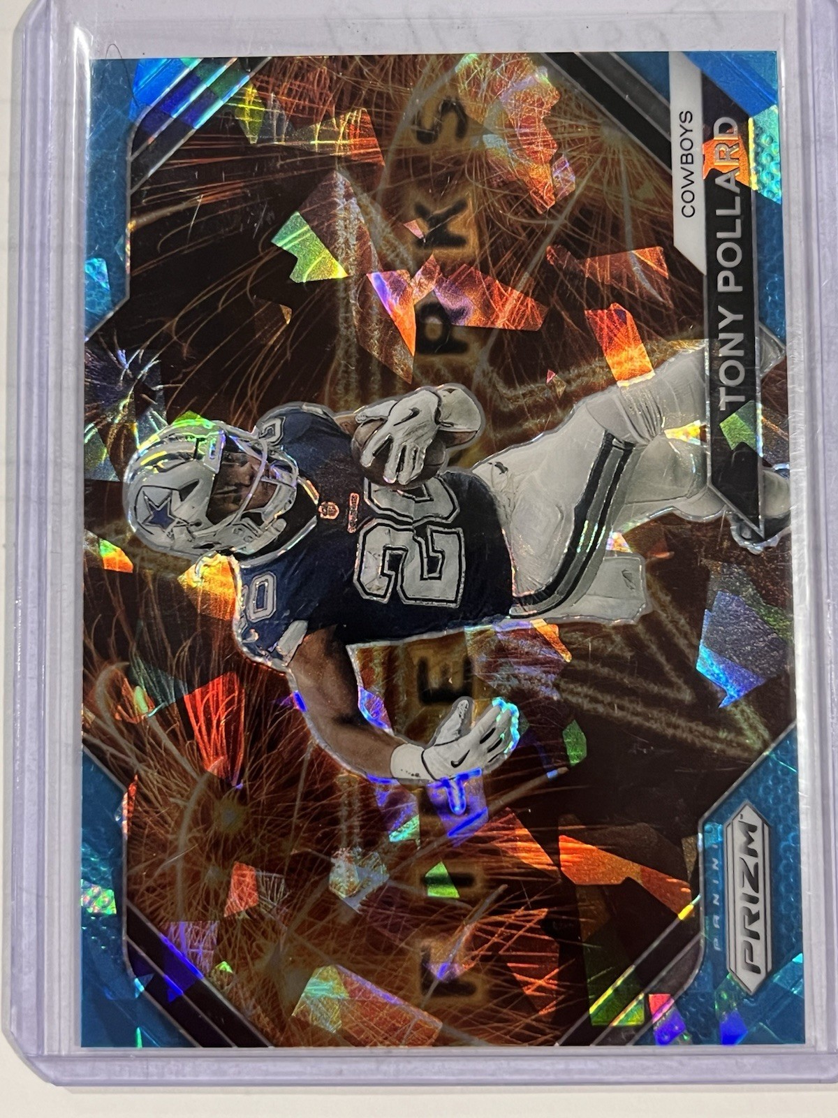 2023 Panini Prizm - Fireworks Tony Pollard #F-15 Blue Ice Prizm /99