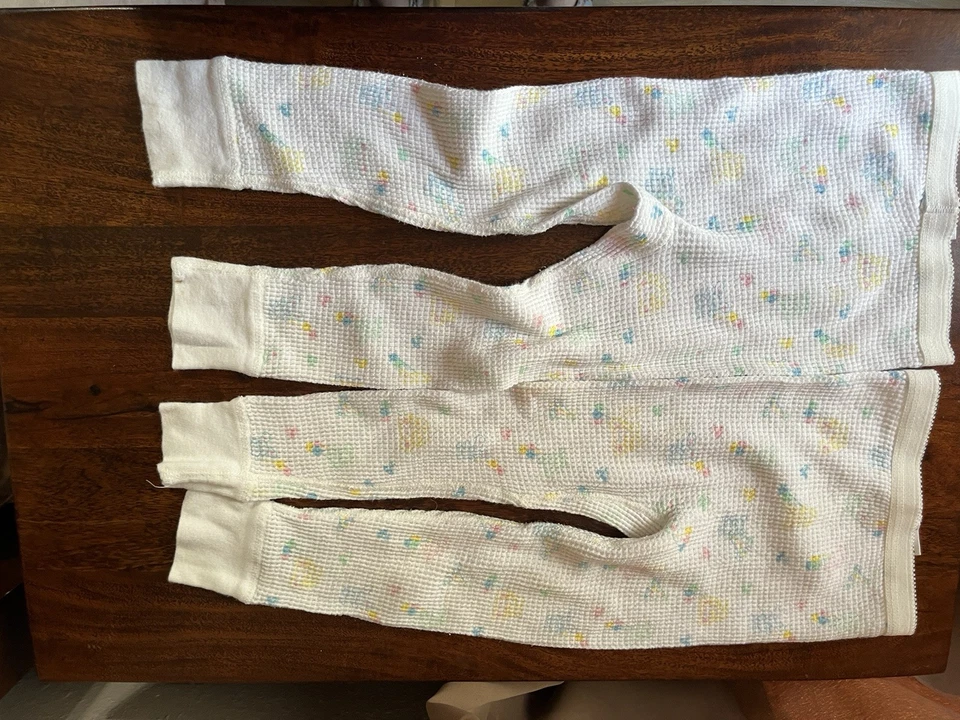 Vtg 90s Thermal Waffle Knit Long Sleeve Base Layer Shirt Pants Size 3T 2 Sets - Image 4 of 4