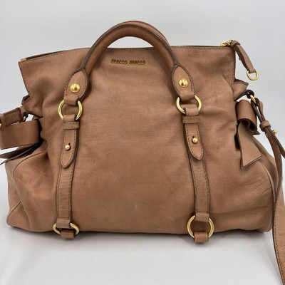 バッグ miu miu vitello lux ribon bag 2way MIUMIU Vitello Lux 2Way Leather Ribbon Bag Pink 37cm