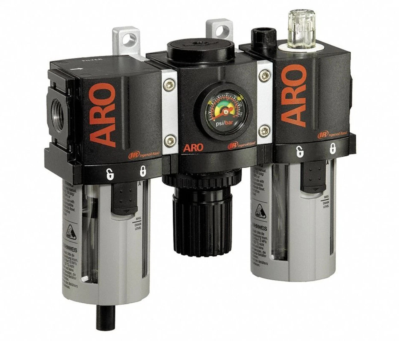 Air Filter Regulator Lubricator, Modular 1/2in FPT, 2000 Series, ARO C38341-800