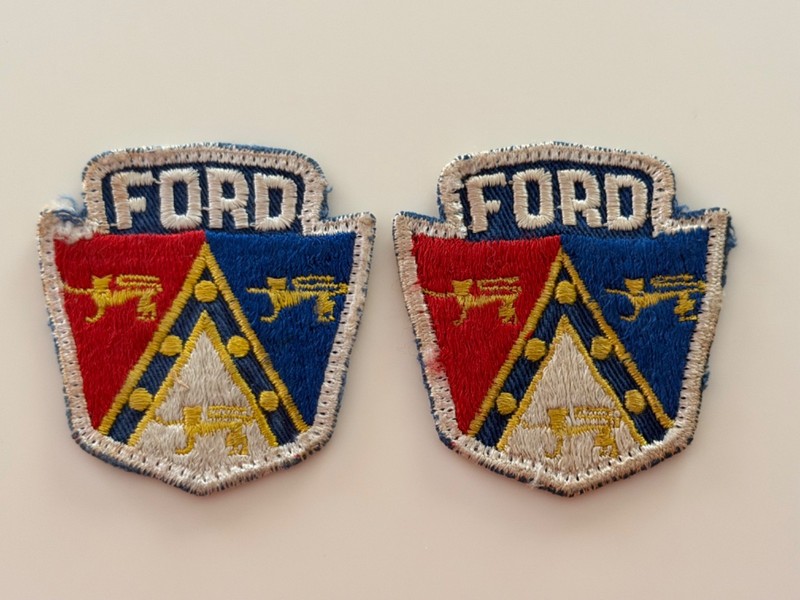 Lot (2) Early Ford Motor Shield Falcon Fairlane Embroidered Uniform Patches