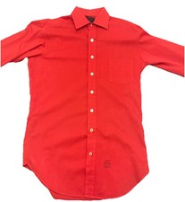 Vintage Sears Perma Prest Button Up Shirt Men  s Size 16.5/35 French Cuffs Red