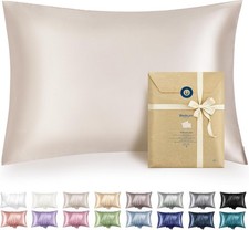 Satin Pillowcase with Zipper, Similar to Silk Pillow Cases 2 Pack, Beige