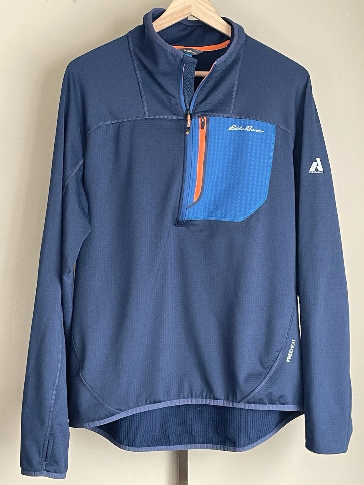 Eddie Bauer Quarter Zip Pullover First Ascent FreeHeat Waffle Knit Men’s Size L