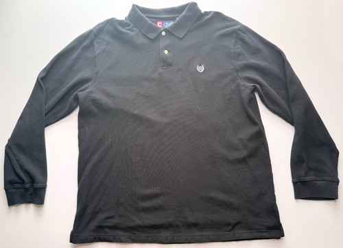 Chaps Polo Shirt Mens 2XL XXL Black Long Sleeve Golf Rugby Athleisure - Picture 2 of 6