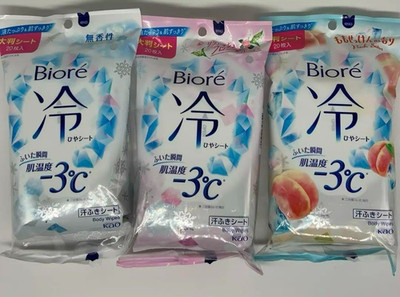 Kao Biore Cool Sheet Body Wipes 20 Large Sheets Deodorant New from Japan