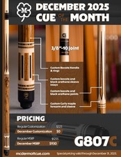 IN STOCK, McDermott G807 C Pool Cue w/ 12.75mm G-Core Shaft, FREE HARD CASE